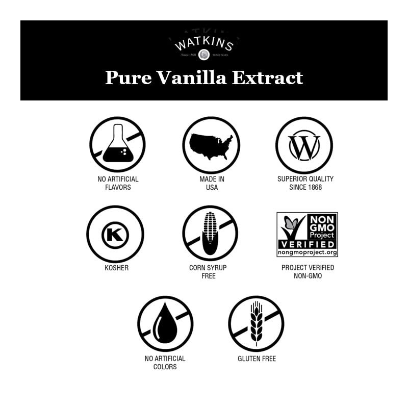 Watkins Pure Vanilla Extract, Non-GMO, Kosher, 8 oz Bottle, 1-Pack