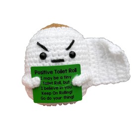 Emotional Support Toilet Paper Roll Gifts for Dad Mom, Crocheted Toilet Roll Plush Decor, Funny Gag Gift, Positive Crochet Toilet Roll Stuffed Doll Plushies
