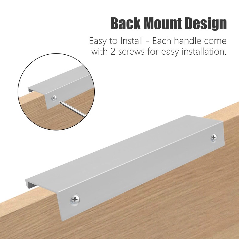 Qjaiune 2PCS Back Mount Finger Edge Pull 80mm/3.15", Aluminum Hidden