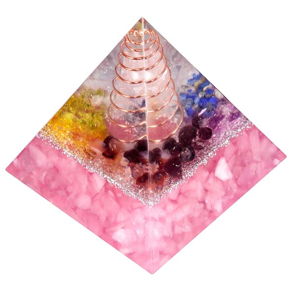 mookaitedecor Rose Quartz Rock Crystal Pyramid, Healing Stone Energy Pyramids for EMF Protection Fengshui Ornament Chakra Reiki 50mm