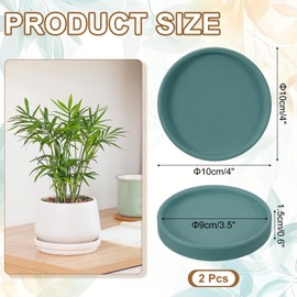 uxcell 2 Pcs Round Plant Saucers, 4 Inch Ceramics Plant Drip Trays for Pots, Heavy Duty Flower Pot Saucers for Indoors and Outdoors, Deep Green