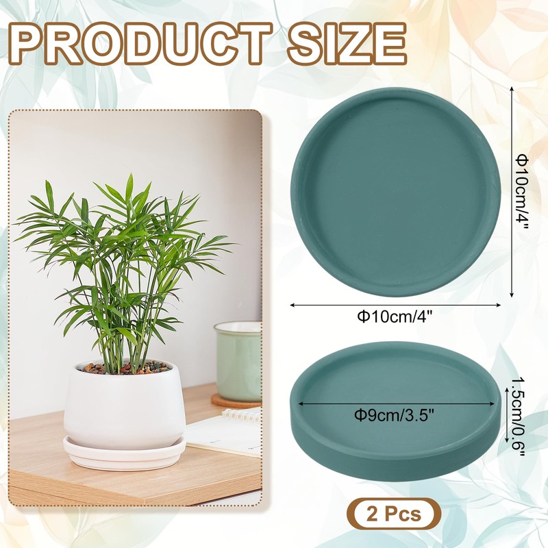 uxcell 2 Pcs Round Plant Saucers, 4 Inch Ceramics Plant