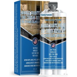 Quartz Countertop Chip Repair Kit (White), Marble and Granite Repair to Fix Nicks, Chips,  on Granite, Marble, Porcelain, Corian, Travertine, Quartz,  and Other  Stone Surfaces - Color: No. 02 Transparent