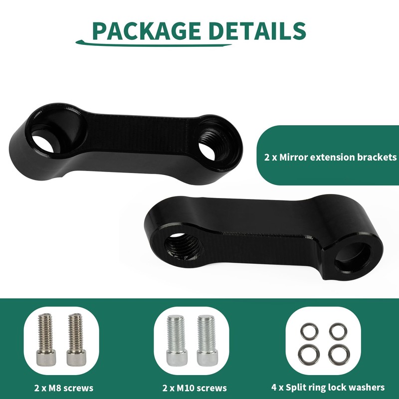 M10 Motorcycle Mirror Extenders, 2 Right Hand Threads, PSLER Motorcycle