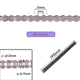 25H 62 Sections Chain with Spare Master Link, Replacement for 47cc 49cc 2 Stroke Engine ATV Quad Go Kart Dirt Pocket Mini Motor Bike Motorcycle