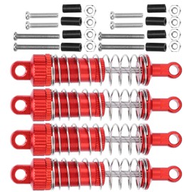 VGEBY 4-Piece RC Shock Absorber, Adjustable RC Spring Damper Metal Vehicle Aluminium Alloy Vacuum Parts Suitable for MN 1/12 D90 RC Car (Red)