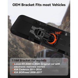 WOLFBOX Model 118 OEM Bracket Fit for 2008-2017 Kia BORreed, for USB C G840S/G840H/G850/G900/G900PRO/G850PRO Mirror Dash Cam