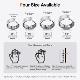 FENDALE 𝗔𝗱𝘃𝗮𝗻𝗰𝗲𝗱 𝗦𝗺𝗮𝗿𝘁 𝗥𝗶𝗻𝗴, Fitness Tracker, Sleep Quality & Pressure & Heart Rate & Blood Oxygen Monitor, IP68 Waterproof, Up to 7-Day Battery, No Subscription Fees, Sliver #9