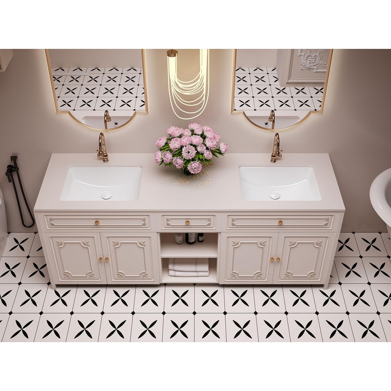SmartSylva Rectangular Undermount Bathroom Sink,18 x 14 Inch Porcelain Ceramic