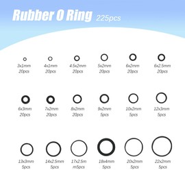 Wedcool 225PCS O Rings Seal Gasket, O Rings Kit, Automotive Replacement O-Rings, Ac O Ring Kit, O-Rings Gaskets Washers, O-Ring Seal Assortment Set, Rubber O Rings with 18 Sizes Universal for Cars