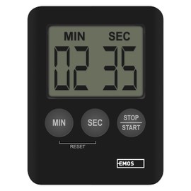 EMOS Digital Kitchen Timer / Egg Timer / Kitchen Timer with Alarm and Magnet, Black, 7 × 55 × 70 mm