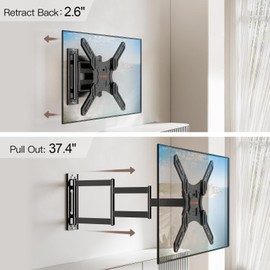 ELIVED Long Arm TV Wall Mount for Most 26-65 Inch TVs, 37.4 Inch Long Extension TV Mount Swivel and Tilt, Max VESA 400x400mm, Full Motion Wall Mount tv Bracket Holds up to 77 lbs.