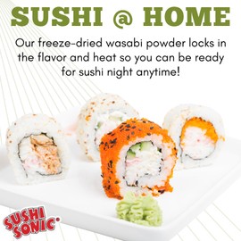 Sushi Sonic 51% Real Wasabi Powder, for Sushi, Sashimi, Snack Topping, No Dyes or Fillers, 2 oz jar