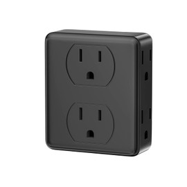 Outlet Extender, HICITY Multi Plug Outlet with 6 Electrical Outlets Adapter, 3-Prong Wall Outlet Tap for Cruise Ship Home Office Dorm, Black (1 Pack)
