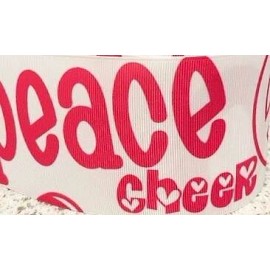 3" Wide Peace and Love Printed Grosgrain Cheer Bow Ribbon