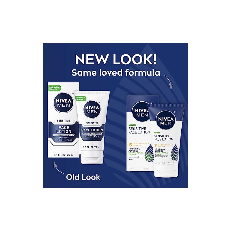 NIVEA Men Sensitive Protective Lotion 2.5 Fluid Ounce (Pack of