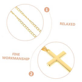 FELTECHELECTR 3pcs Gold Plated Cross Necklace Religious Crucifix Jewelry for Men Women Fashion Lightweight Pendant