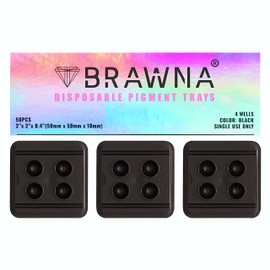 BRAWNA [ Upgated Version ] 90 Pack Disposable Ink Trays for Miroblading & PMU pigments - PMU Supplies - White, Pink, Turquoise