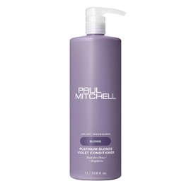 Paul Mitchell Platinum Blonde Acondicionador Violeta, Elimina Tonos Cobrizos y Aclara el Color, Ideal para Cabello Rubio Claro a Medio, Plateado, Gris o Blanco, 1 L