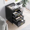 Semiocthome Black Chest of 4 Drawers with Tempered Glass Top