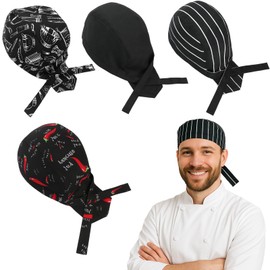 4 Pcs Chef, Chef Hat, Chefs Hat, Chef Hats for Men, Chefs Hats for Adults, Chef Hats, for Men & Women, Durable Kitchen Caps for Cooking, Baking & Catering Black