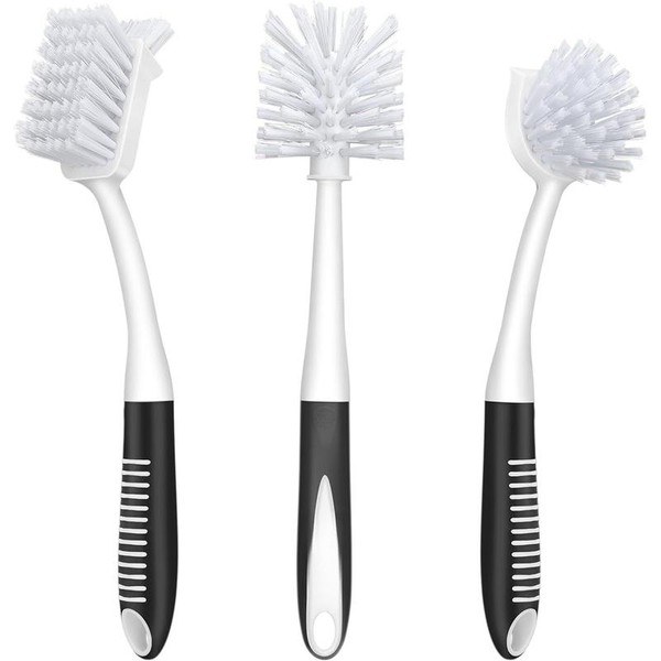 Dish Brush Set of 3 with Bottle Brush, Dish Scrub