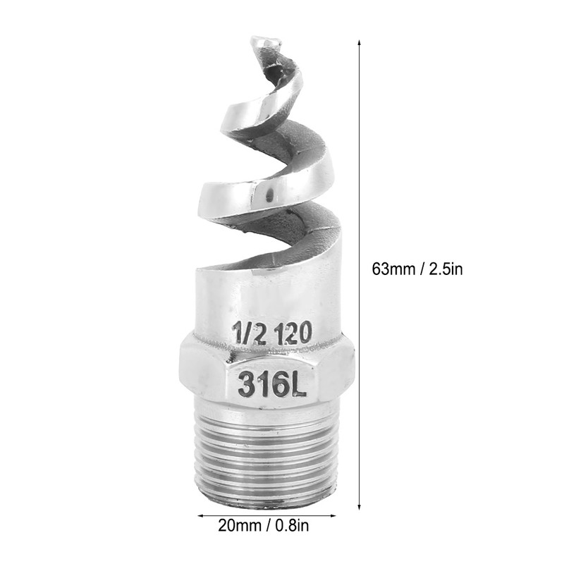 Spiral Nozzle SPJT 316L Stainless Steel Male Thread Anti‑Clogging Watering