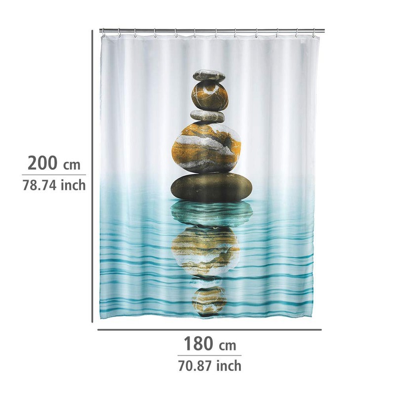 Wenko 20961100 Shower curtain Meditation highquality textile fabric, washable, Plastic
