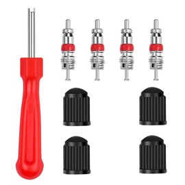 QZKJQDD Valve Core Remover Set, Car Valve Key, Tyre Valve Tool, Single Head Valve Core Remover, Valve Core Remover with 4 Valve Cores, for Car, Motorcycle, Bicycle