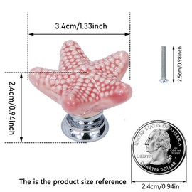 Starfish Drawer Knobs Coastal Kitchen Cabinet Knos Beach Themeb Knob Ceramic Dresser Pulls and Handles for Dresser Cupboard Wardrobe Cabinet Handle Pink (Pink)