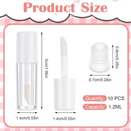 10PCS Mini Lip Gloss Tubes, 1.2 ml Clear Refillable Empty Lipgloss Tubes for Lipstick Balm Different Samples, Travel Refill Mini Lipgloss Tube Containers Women DIY Cosmetics with Rubber Inserts