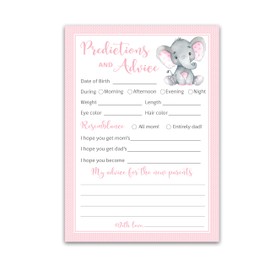 Juego de 50 tarjetas de predicción y consejo, diseño de elefante, color rosa