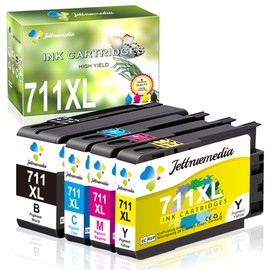 711XL Ink Cartridges High Yield Compatible Replacement for HP 711XL 711 Ink Cartridge Work for HP Designjet T120 T520 24-in Printer T520 36-in T100 Printer (4-Pack, BK/C/M/Y)