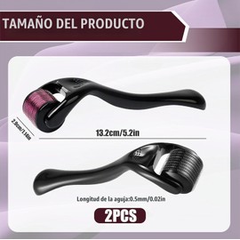 Rodillo Facial, 2 Piezas Rodillo para Barba, Rodillo para Estimular el Crecimiento del Cabello, Adecuado para Masajes Facialesy Capilares, Facial Cuidado Facial, Negro y Morado, 0.25mm