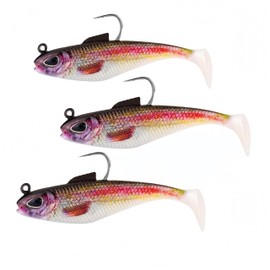 ASYHV 3D Realistic Leaded Soft Fishing Lure - Pre-Rigged Paddle Tail Swimbait for Mandarin Fish, Bass and More - Sinking Bait for Freshwater in Saltwater, 3 Pieces (Painted Brown)