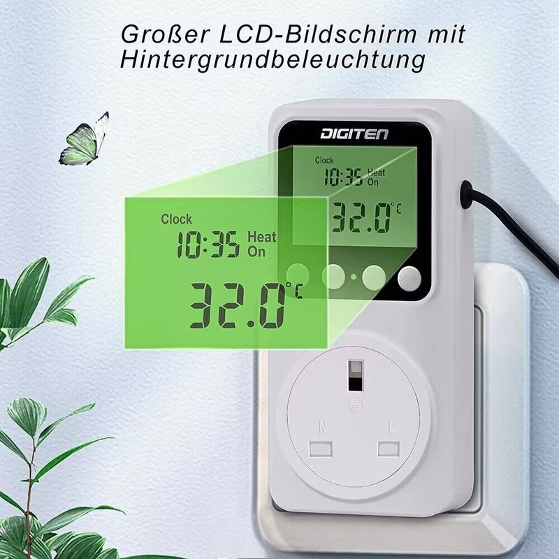 Digital Day-Night Thermostat, 15A Day-Night Temperature Controller, Support Heating/Cooling Mode,