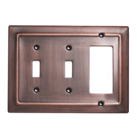 Monarch Abode Antique Copper Architectural Double Switch Single Rocker Decorative Wall Plate Switch Plate Outlet Cover