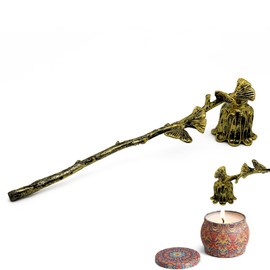 AimtoHome Candle Snuffer, Candlesnuffers Wick Snuffer Candle Extinguisher Accessory for Putting Out Extinguish Candle Wicks Flame Safely, Ginkgo Leaf Design Retro Gold