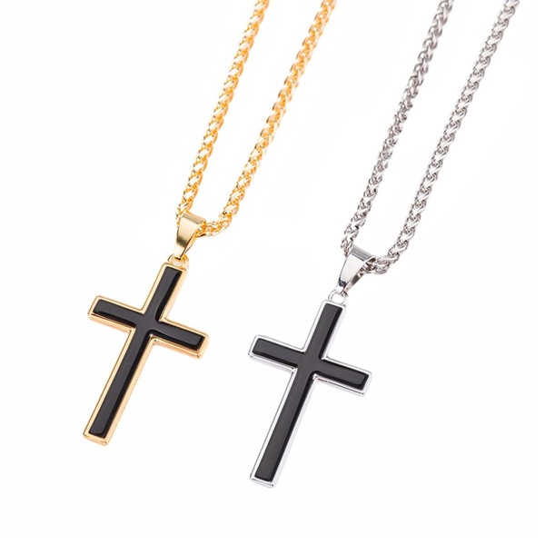 HSIXHAF 2 x Cross Chain Men Women 925 Sterling Silver