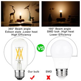 LiteHistory T14 T45 LED Bulb,6W E26 LED Bulb Dimmable Equivalent E26 Bulb 60 Watt,Warm White 3000K E26 Edison Bulb,AC120V,600lm,CRI85,Clear Glass,Tubular Light Bulb,ETL Listed,Pack of 6
