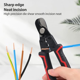 Cable Cutters,High Hardness Precision Wire Strippers with Safety Lock,Electrician Tools with Anti-Slip Ergonomic Handle,Multi-Function Nippers for Cutting Stripping Peeling Breaking Cables up to 11mm