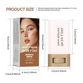2Pcs Foundation Stick Beauty Balm Serum Boosted Skin Tint, Solid Tinted Moisturizing Serum Contour Stick Foundation Face, Beauty Balm Boosted Tint for Women (#3)