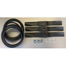 Caroni TC590 59006200 5' Finish Mower Set of 3 Blades, Nuts, Washers and 2 Belts