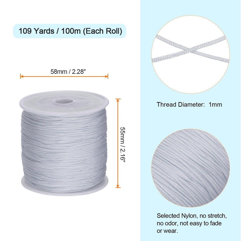 QUARKZMAN 1 mm Nylon String Cord 109 Yards Nylon Satin