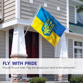 Anley Fly Breeze 3x5 Foot Ukraine Coat of Arms Flag - Vivid Color and Fade proof - Canvas Header and Double Stitched - Ukrainian National Flags Polyester with Brass Grommets 3 X 5 Ft