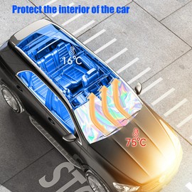 Andiwa Sun Protection Car Windscreen, Car Windscreen Sun Visor, Car Sun Protection Windscreen Interior Foldable, Heat Protection Sun Visor Front Foldable, Blocks UV Rays (140 x 70 cm)