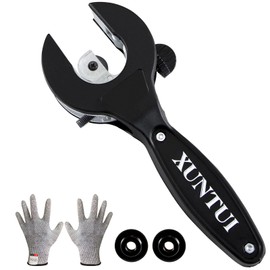 XUNTUI Ratche Tube Cutter |One-Hand Operation for Tight Spaces | Adjustable 5/16"-1-1/8" | Cuts Copper/Aluminum/Brass pipe | EN388-Certified Gloves & 3 Bearing Blades | Bilingual Visual Guide