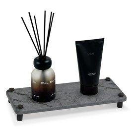 MASHDE Water Absorbing Stone Sink Tray, Instant Dry Diatomaceous Earth Sink Caddy, Fast-Drying Counter Tray for Kitchen and Bathroom（11×4.7in Gray）