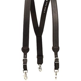 Nocona Belt Co. Men's Standard Gallus Basketweave Embossed Leather Suspenders, Black, X-Large