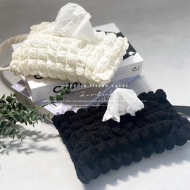 Giselle Tissue Case, Car Hanging, Wall Hanging, Tissue Cover, Soft Pack, Popcorn, Vertical Shape, Pokopoko (White/White)